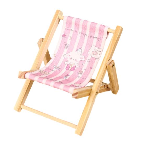 Phone Stand Solid Wood Canvas Construction Mini Lounge Chair Design Multi-Angle Adjustable Phone Holder Desktop Ornament