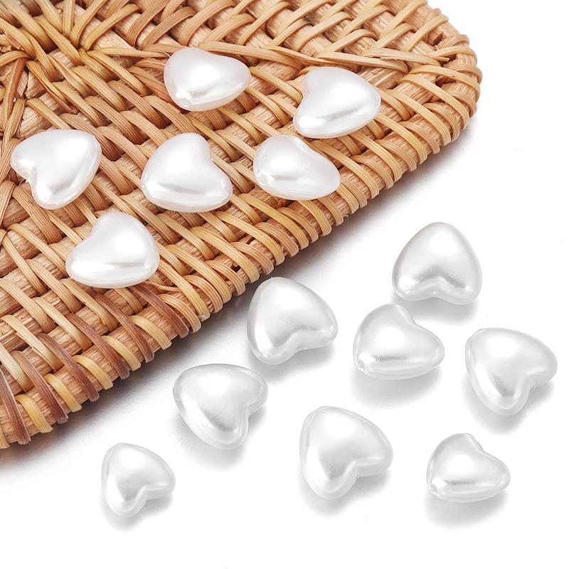30pcs/lot ABS Imitation Pearl Beads Heart Beads Loose Spacer Beads For Jewelry Making Acrylic Beads DIY Earring Bracelet Crafts