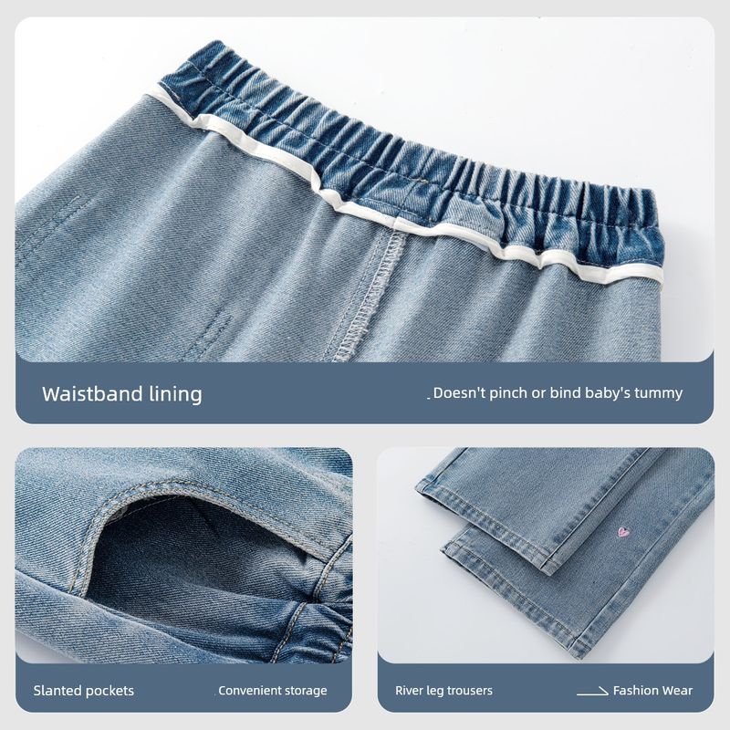 Hellokitty Girls' Pants Spring and Autumn 2026 New Spring Thin Long Pants for Girls Children's Spring Jeans