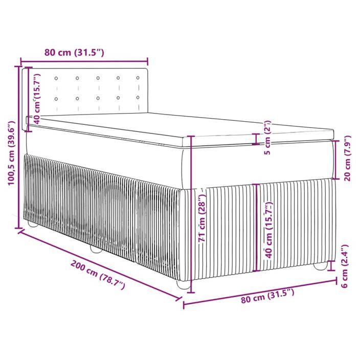 VidaXL Sommier à lattes de lit avec matelas Marron foncé 80x200 cm 3289600