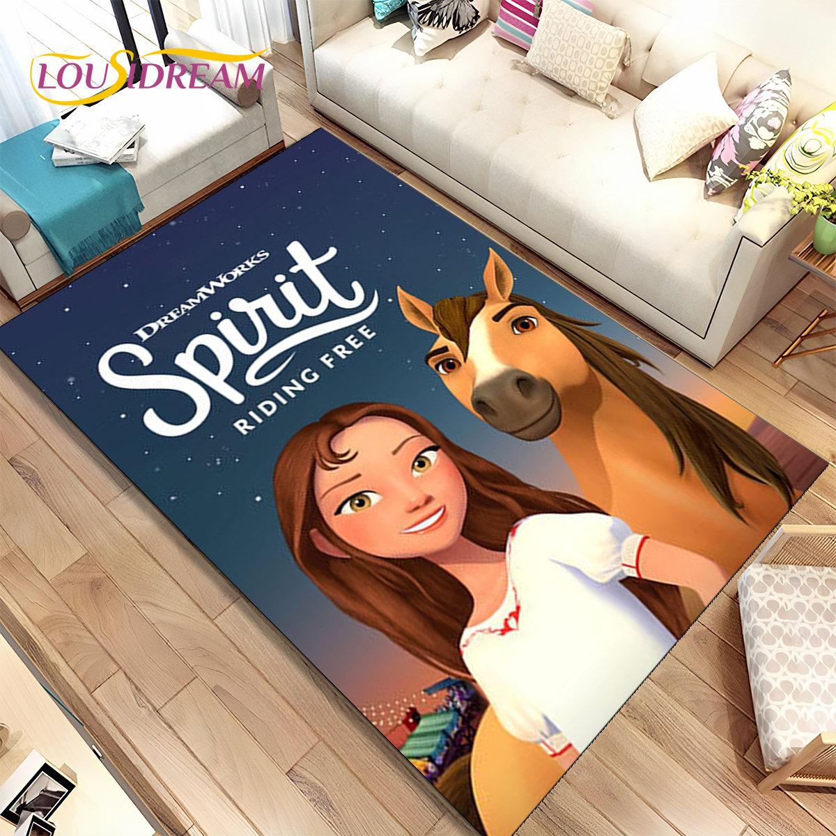 

Коврик Spirit Riding Free Horses с мультяшным рисунком, коврик для дома, гостиной, спальни, дивана, коврик для двери, детский нескользящий напольный коврик 3D 40x60cm(15x23in)