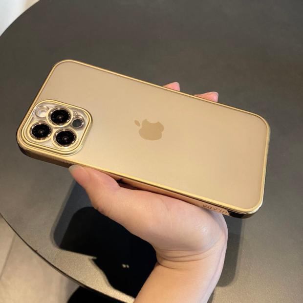 IPhone16ProMax Electroplated Frosted Mobile Phone Case Straight Edge 14 Suitable for Apple 15 Anti-fall Transparent Protective Case 13