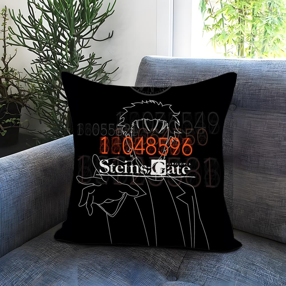 

anime S-Steins Gate Cushion Cover Comfortable Reversible Pillow Cover Ideal for Car Sofa Bedroom & Beyond 12x12Inch