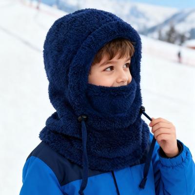 3 viename Vaikams Veido Apsauga Šilta Vėjui Atspari Kailinė Slidinėjimo Apsauga Kepurė Su Gobtuvu Šalikas Kaklui