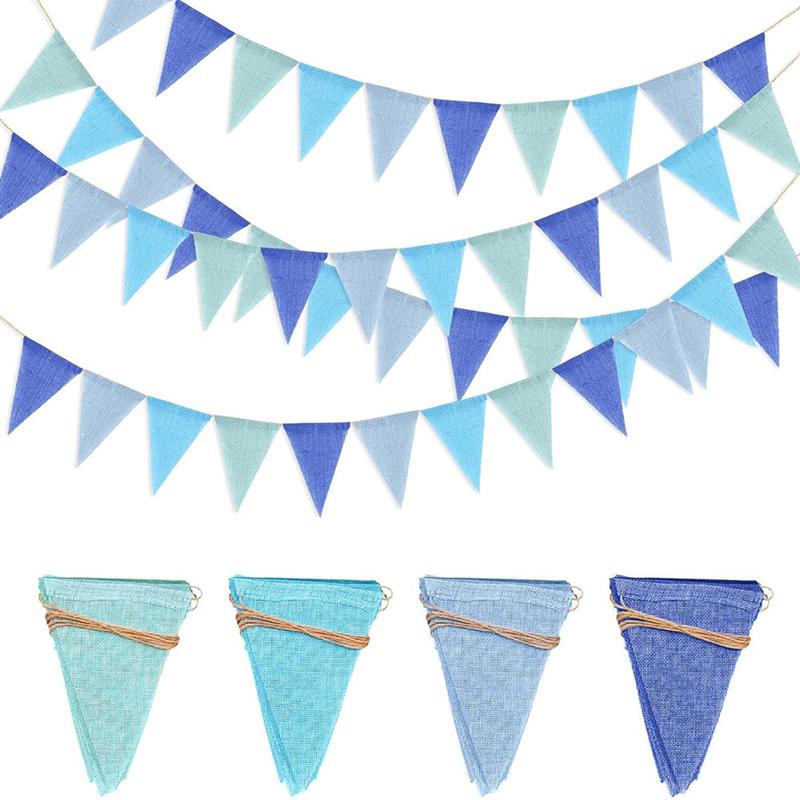 Colorful Triangle Banner - Linen Birthday Pennant Flags For Party Decor, Hanging Celebration Backdrop & Photo Booth Props