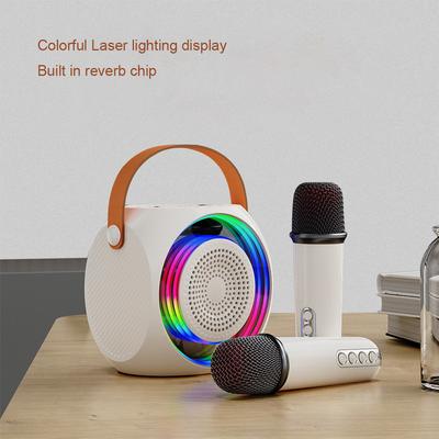 Mini KTV Karaoke Player Machine RGB LED Light Portable Bluetooth Karaoke Speaker with Wireless Microphone for Home Party