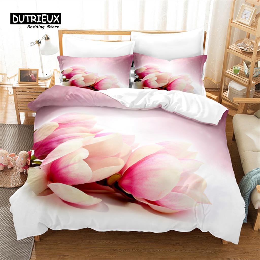 3-teiliges Bettbezug-Set, Bettwäsche-Set mit leuchtenden Blumen, Weicher, bequemer, atmungsaktiver Bettbezug, Für Schlafzimmer-, Gästezimmerdekoration