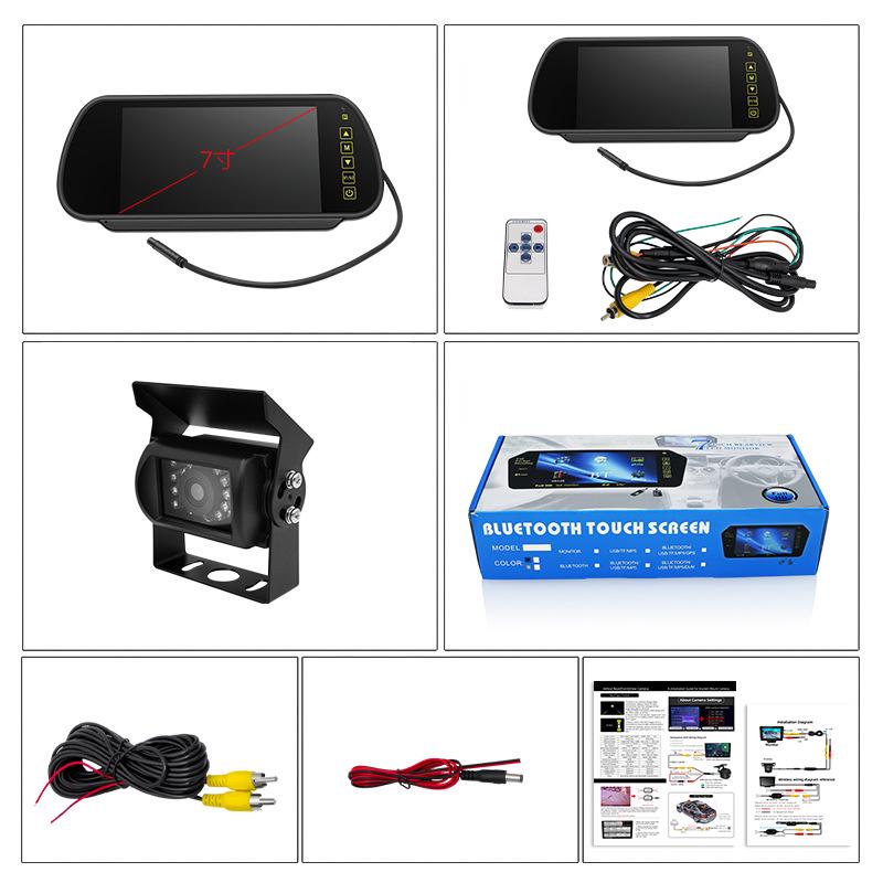 7-Inch Rearview Mirror Monitor with Wireless Reversing Camera & 7 Infrared Lights