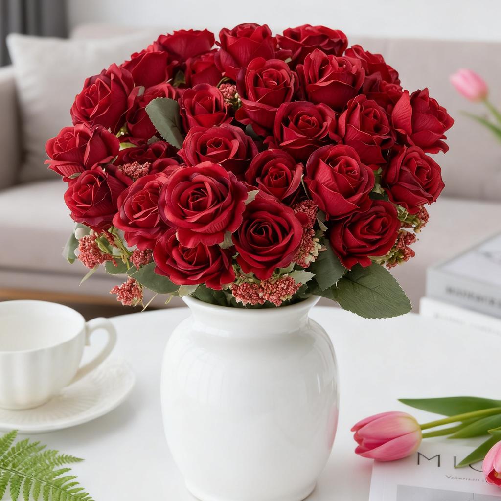 Artificial Flowers Silk Rose Bouquet Valentine's Garden Home Room Table Wedding Bridal Bouquet Arch Decora Diy Gift Accessories