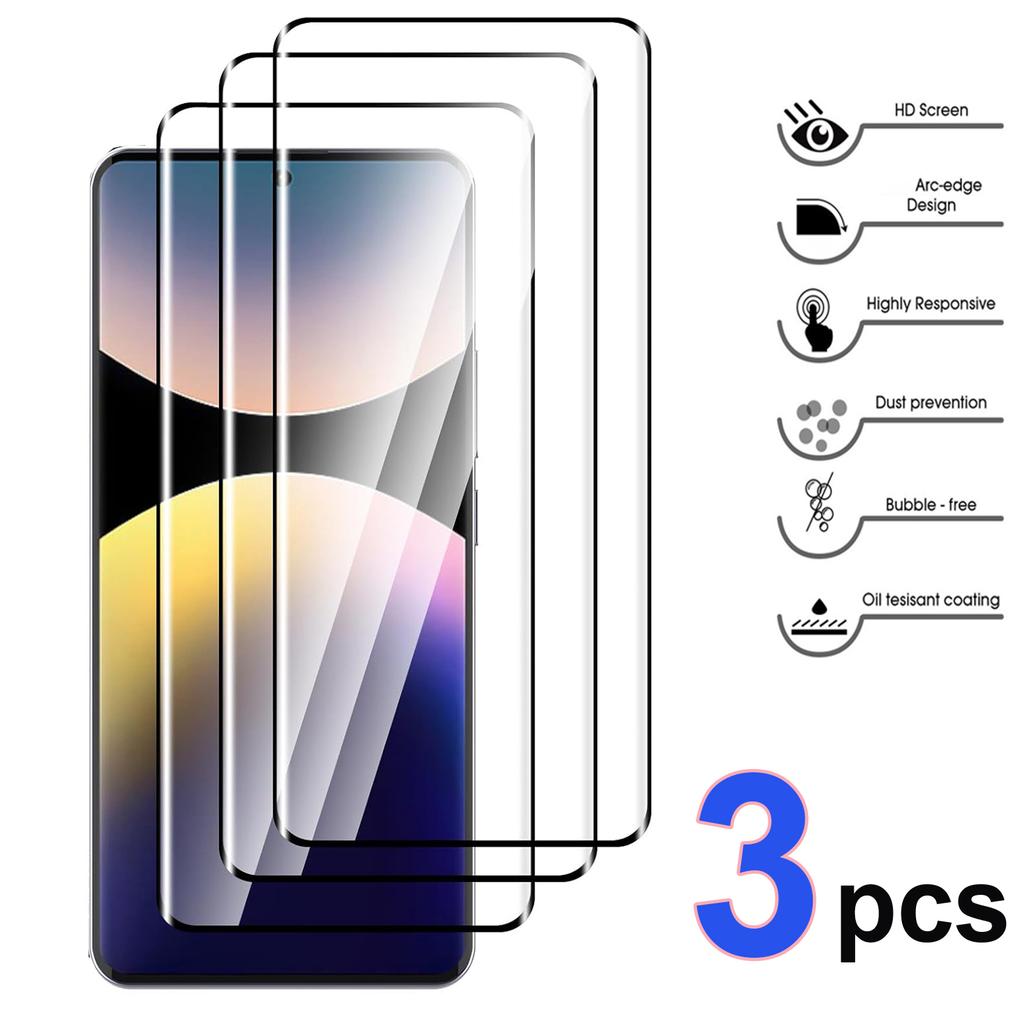 3 pcs for Redmi Note 14 Pro 5G/4G/Poco X7 5G Pro+ Screen protector Tempered Glass for Xiaomi Redmi Note 14 Pro Tempered Glass Case Friendly