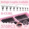 576 Clusters Of Single-Cluster False Eyelashes 8-16Mmdiy Segmented Natural Dense D-Curve Self-Grafting
