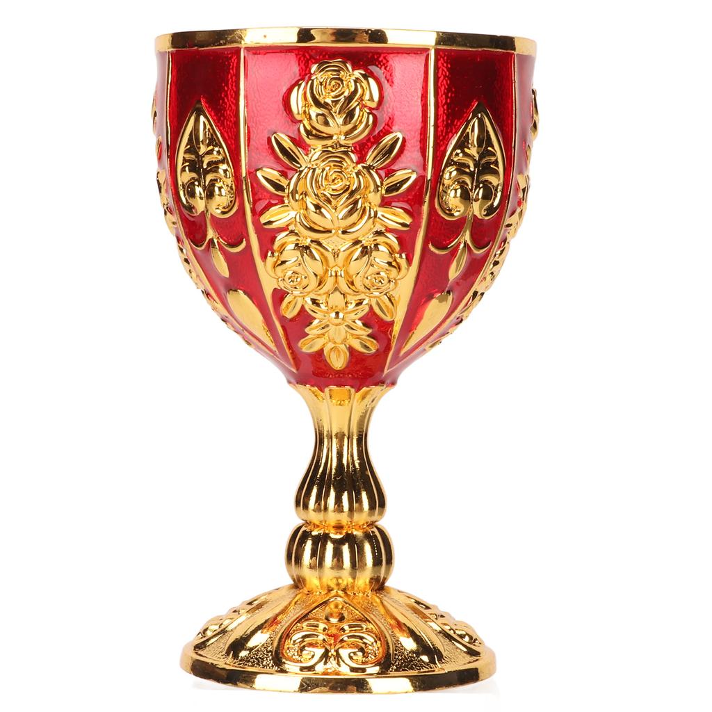 Gold Chalice 4 Inch High Zinc Alloy Retro EmNaBossed Flower Pattern Elegant Pimp Cup for Party Banquet Bar