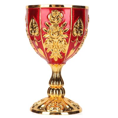Gold Chalice 4 Inch High Zinc Alloy Retro Embossed Flower Pattern Elegant Pimp Cup for Party