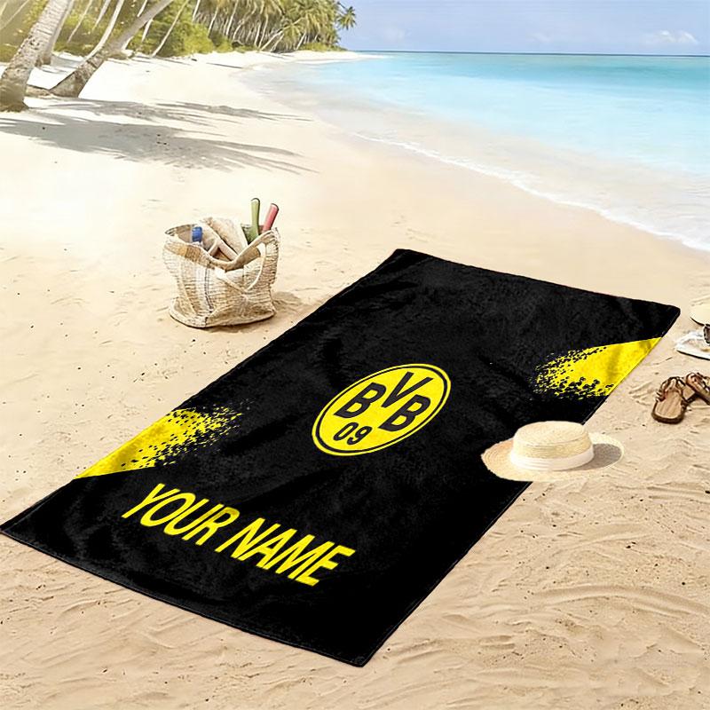 Custom Borussia Dortmund Print Beach Towel, Large Soft Quick Dry Towel for Beach Camping Swimming