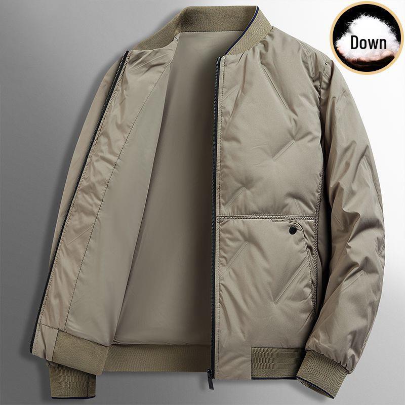 

Men s Lightweight Down Baseball Collar Jacket - Short, Mid-aged Business Casual Outerwear L (100-120 catties)