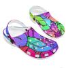 White EVA Clogs with Mystical Moon Print, Lightweight Slip On Garden Shoes, Breathable Beach Sandals, Indoor Outdoor Slippers for Men Women