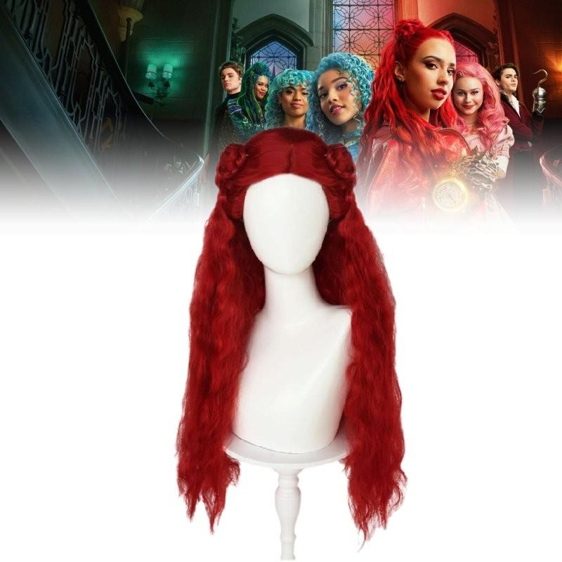The Rise Descendants Of Red Women Wavy Wig Cosplay Headdress Show Decoration
