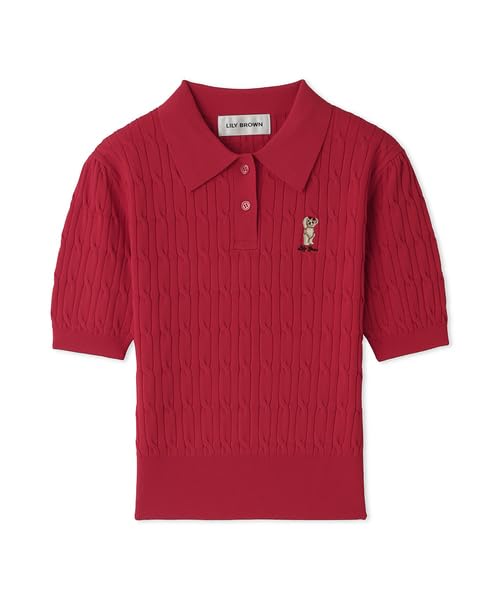 Lily Brown Lily Bear Polo Knit Pullover LWNT242039 RED Women's