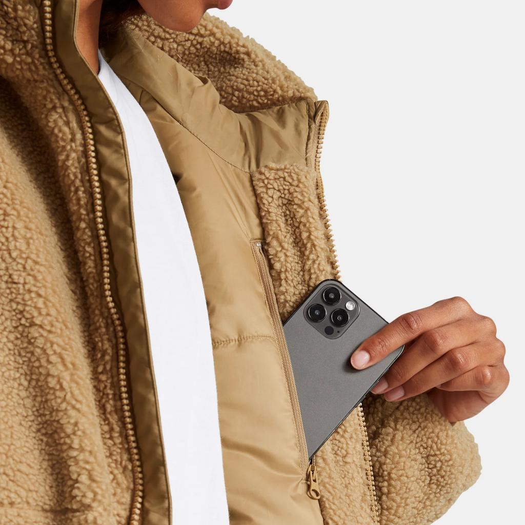 Under Armour Mission Kapuzenjacke Warm Einfarbig Langarm Fleecejacke Damenjacken Kamelbraun 1385859-263