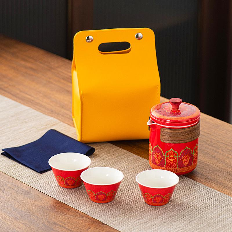 Portable Kung Fu Tea Set with Custom Logo - Ideal for Festivals, Corporate Gifts, and Outdoor Use