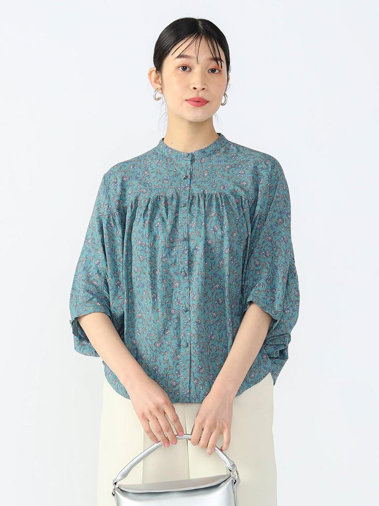 Beams Heart Sarasa Floral Switch Light One Size Women's S/S Shirt, Print, Blouse, Green,