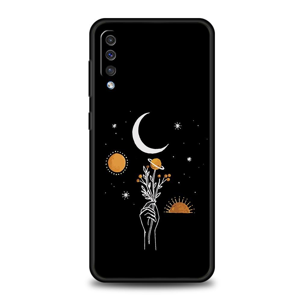 Einfachheit linie Kunst sonne mond Fall Für Samsung A24 A12 A14 A32 A50 A70 A20E A20S A10S A22 A30 A40 A34 A54 a42 A52 5G A04s Abdeckung