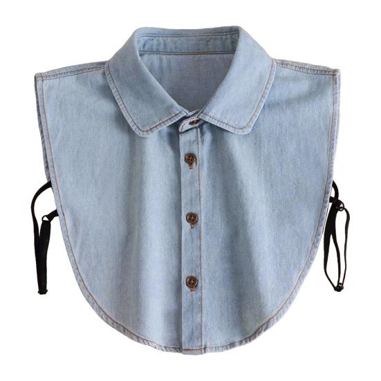 Denim Fake Collar Lapel Women Easy Button-On Shirt Collar Sweaters Dresses Jackets Layering Accessory