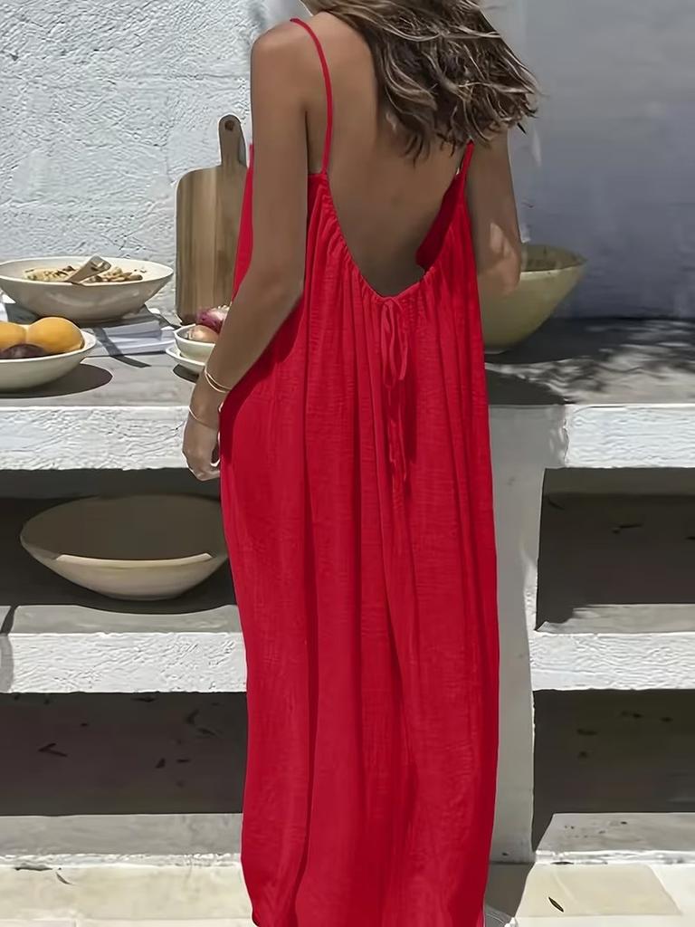 New Women's Strappy Cardigan Loose Backless Home Wear Dress