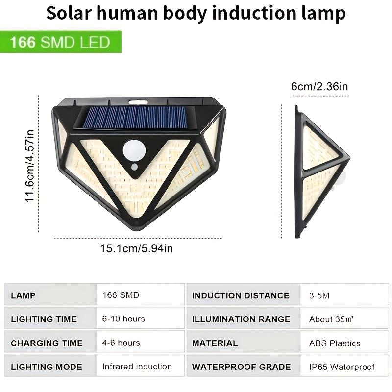 1Pc 166LED Outdoor Solar Wall Lights Street Lights Super Bright 3 Modes Solar Motion Security Lights For Garden Yard Outside SMD