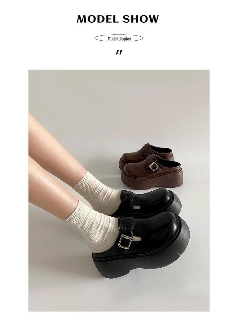 2024 Stilfulla franskdesignade tjocksulade slip-on halvtofflor för utomhusbruk