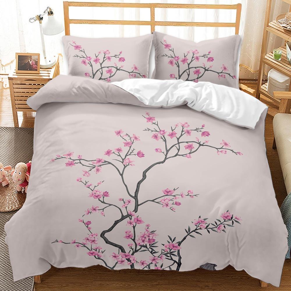3D Printed Down Duvet Cover Pillowcase Flower Bedding Set for Kids, Home Decoration Gift for Teenagers