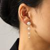 French Retro Earrings 18K Gold Stainless Steel Studs Women's Pearl Jewelry Autumn Winter High-end Titanium Steel Accessories