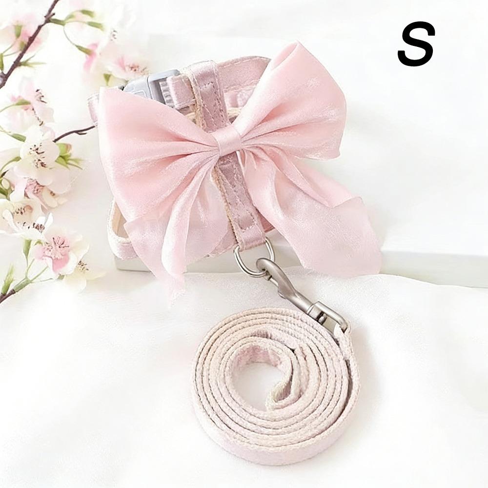 

Cute Adjustable Bowknot Cat Harness Leash Escape Proof Shiny Bowknot Cat Leash Traction Rope Pet Decoration