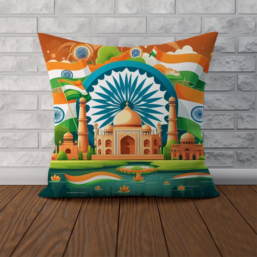 Indias Independence Logo Pillow Case For Car Sofa Decorative Home Double-sided Print Plush Square Throw Pillow Cushion Cover