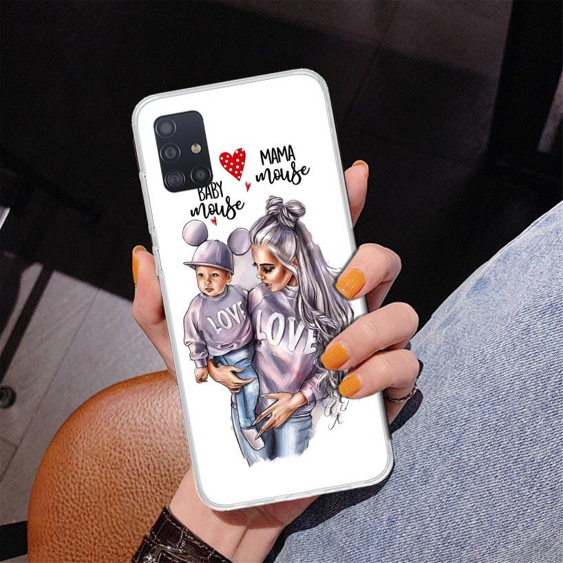 Baby Mom Girls Phone Case For Samsung Galaxy A52 A32 A22 A12 A51 A31 A50S A30S A20S A10S Note 20 Ultra 10 Plus S10 A72 A71 Galax