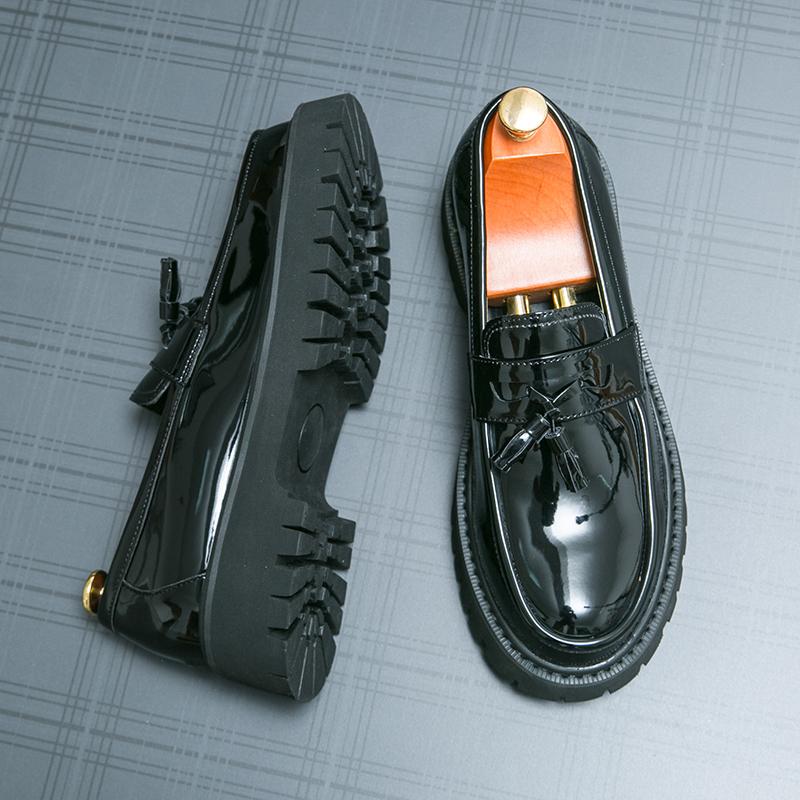 

Fashion Men New Round Toe Lefu Shoes Black Thick Sole Fashion Buckle Shoes One Step Outdoor Dress Shoes Size 38-44 Men s Shoes 38 чёрный