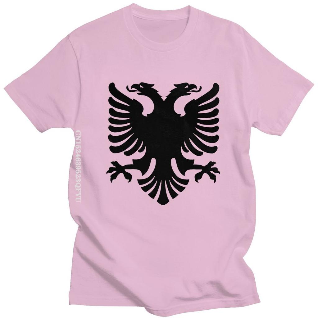Flag Of Albania Eagle Tshirts Men Cotton Albanian Pride Tee Tops Round Neck Kawaii T Shirt Streetwear Men Casual Tshirt
