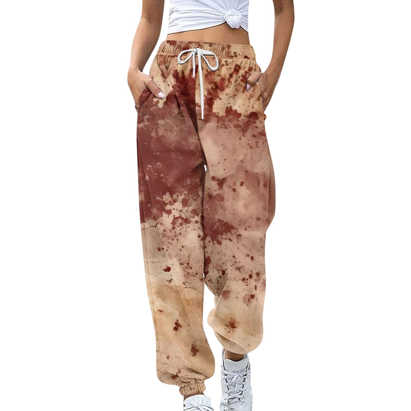 

Женские спортивные штаны Эластичный пояс Кулиска Повседневные брюки Принт на Хэллоуин Брюки с карманами S