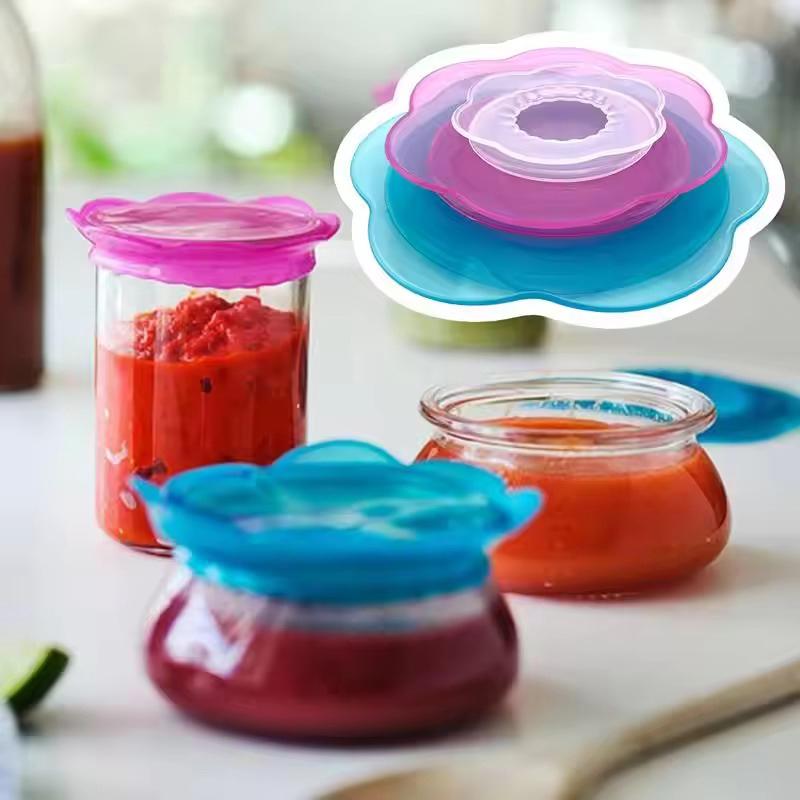 Silicone Stretch Lids Set Reusable Food Petal Shaped Bowl Covers, Elastic Food Container Lids Covers Keep Food Fresh