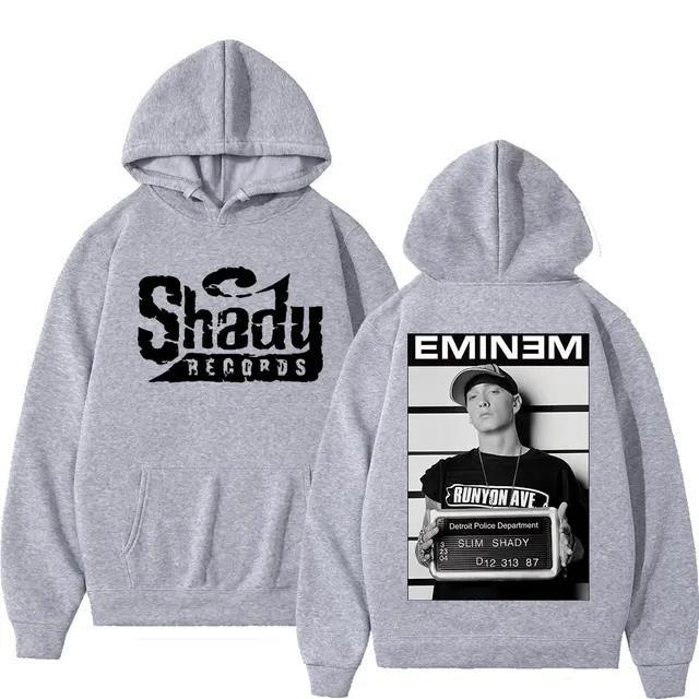 European and American Men's Hooded Sweatshirt Rapper Eminem Print Adult Outdoor Street Casual Warm Long-sleeved Sweatshirt