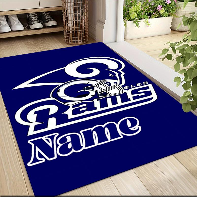 Custom Name Rams Helmet Print Carpet Rug Customizable Soft Washable Anti-Slip Home Living Room Sofa Mats Personalized Rug. 0909421