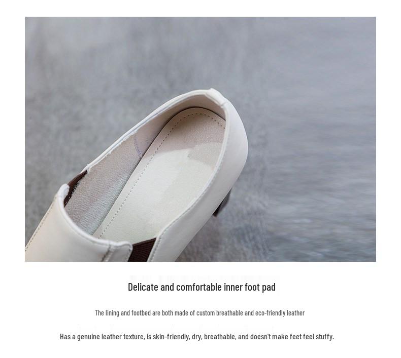 Women's Fashion Chunky Heel Slip-On Square Toe High Heels - British Style Leather Shoes for Autumn/Winter 2025