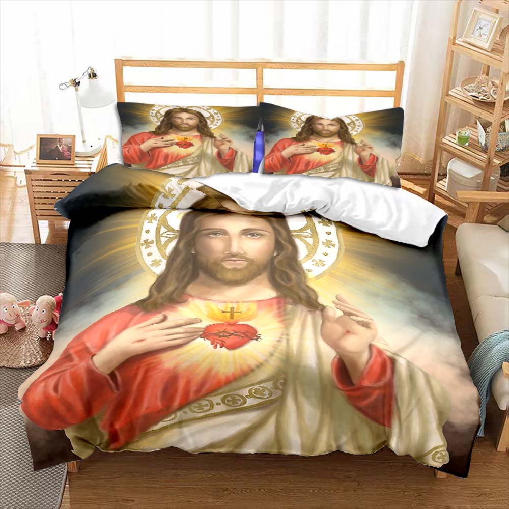 Jesus Virgin Mary Bedding Set Bedroom Twin Bedding Set Comforter Kids Adults Bed Duvet Cover Double King Comforter Home Decor