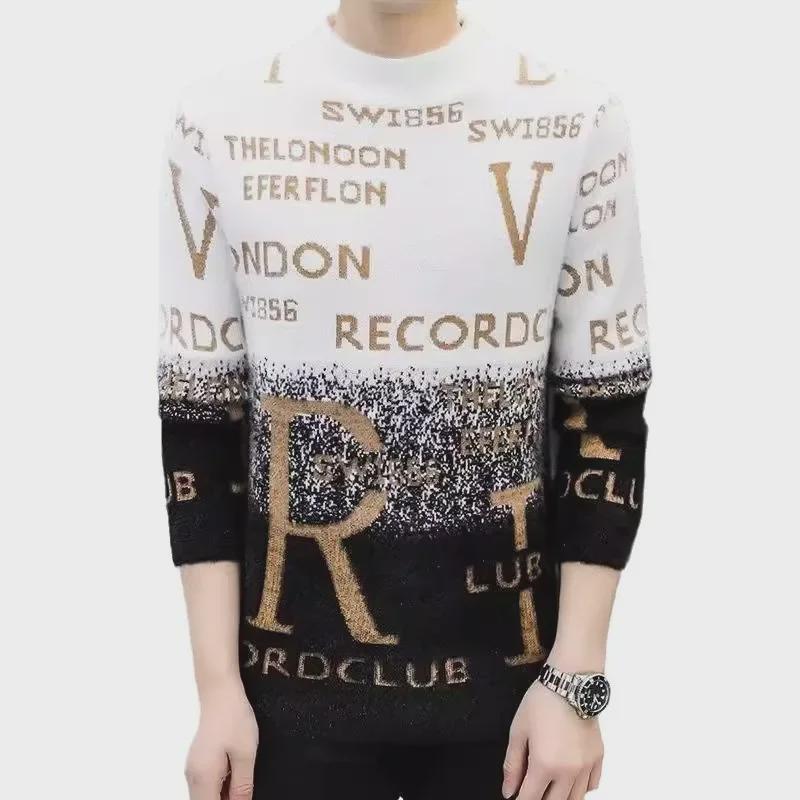 Men's Double-Faced Fleece Sweater - Warm, Slim Fit, Trendy Knit for Autumn/Winter