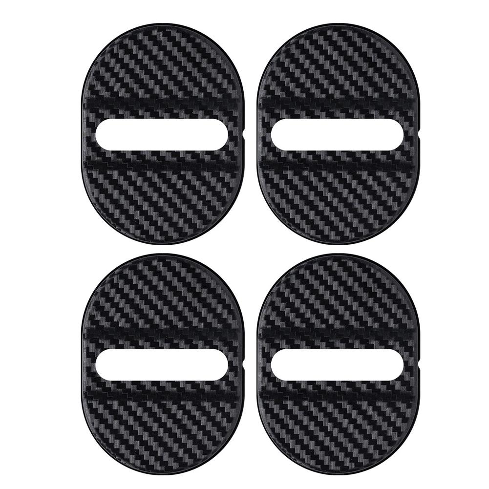 4Pcs/Set Carbon Fiber Pattern Car Door Lock Protective Cover Cushion Anti Rust Sleeve Plastic for Car Door Lock Car Accessories