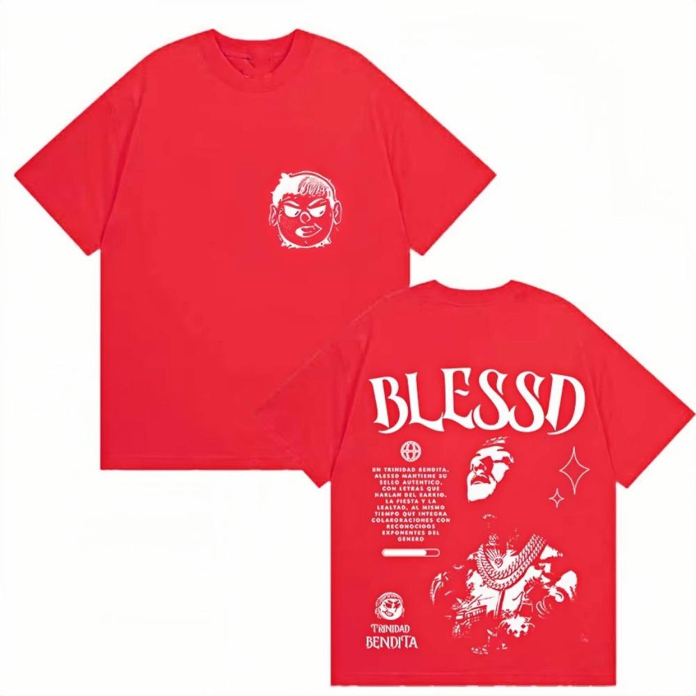 Rapper Blessd Tour 2026 New Album T-Shirt Graphic Print Men Women Pop Music Trend Cotton T-Shirt Fashion Extra Large