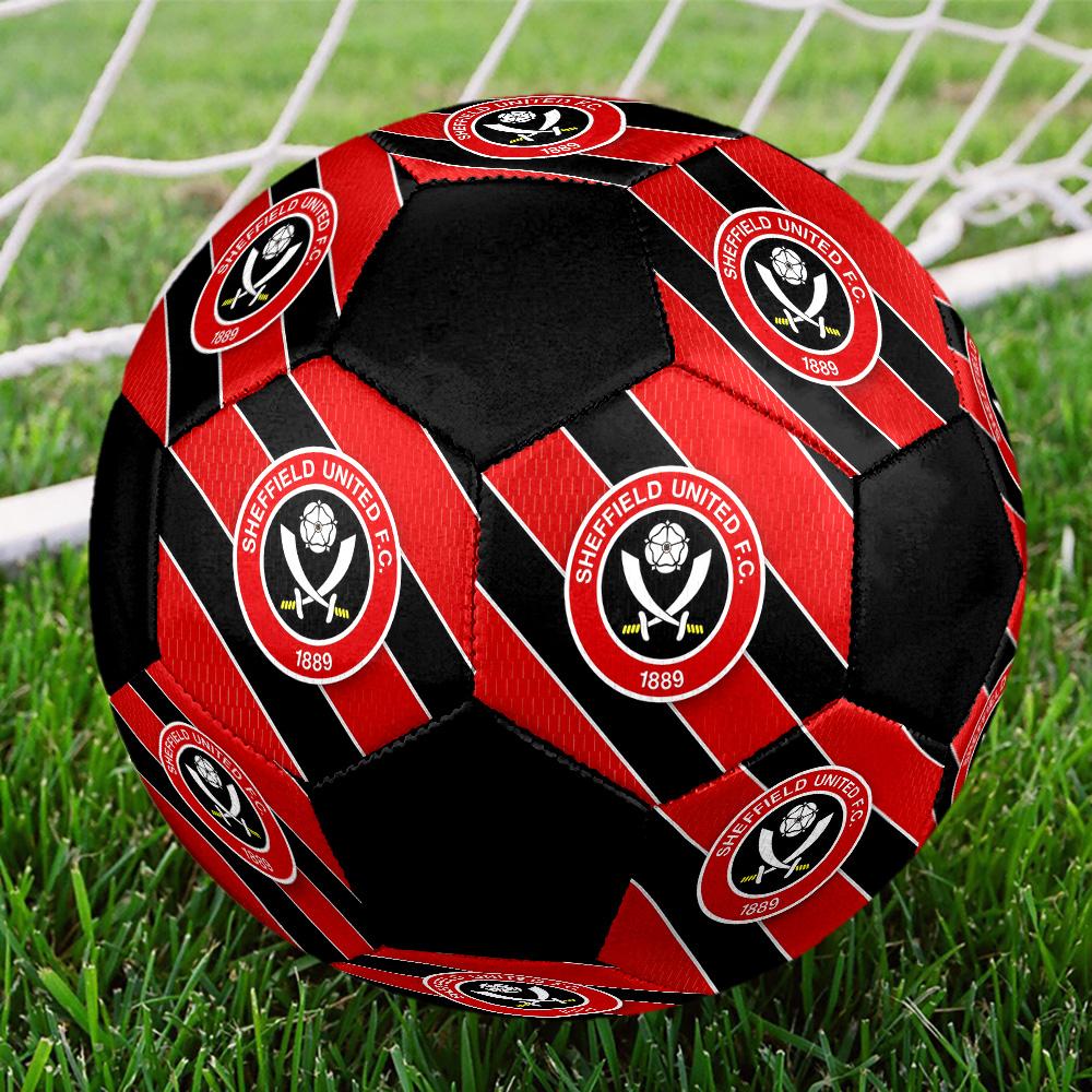 Sheffield United F.C. Pallone da Calcio Colorato Per Tutte le Età Cucito a Macchina PVC Pronto per la Competizione Resistente Ad Alto Rimbalzo.TAGLIA5
