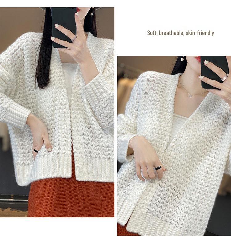 Women's Wool Knit Loose Cardigan - Autumn/Winter 2022 Fashion, Thick Short Jacket