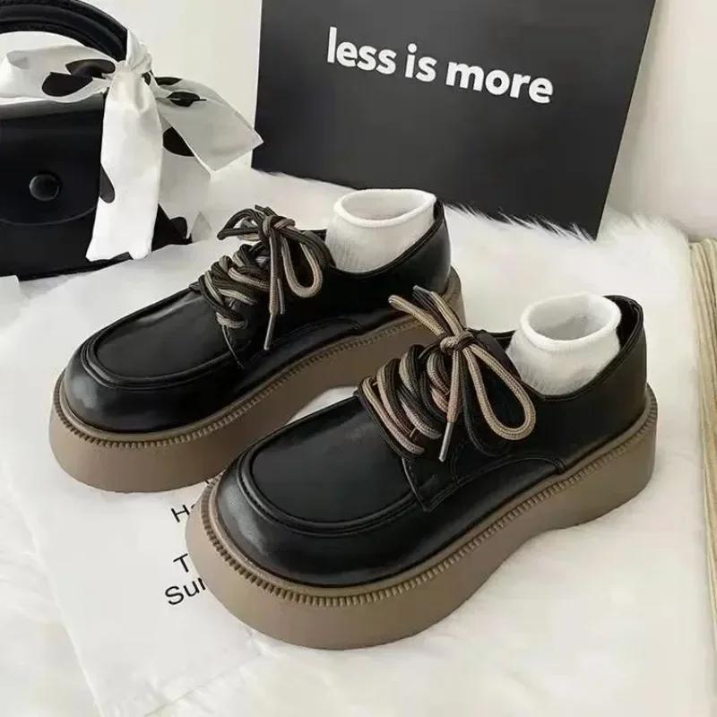 Fashion 2024 New Hot Sale Fashion Retro Daily Casual Mary Jane Shoe Comfortable Soft Bottom Lace Up Leather for Women Zapatillas Mujer