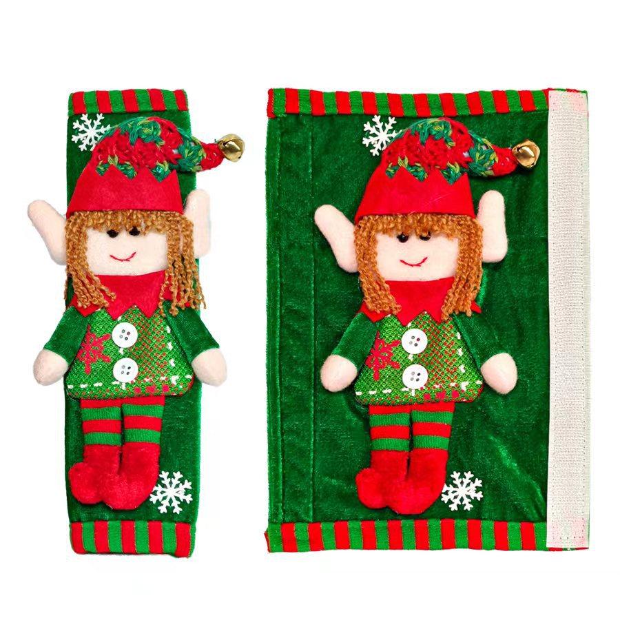 1 Pair Xmas Refrigerator Door Handle Cover Christmas Elf Design Fridge Handle Decorative Gift Cover